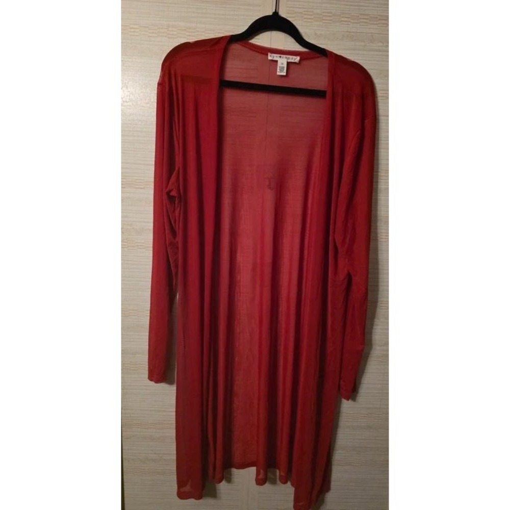 Eye Candy Womens 2X Red Long Sheer Kimono Cardigan